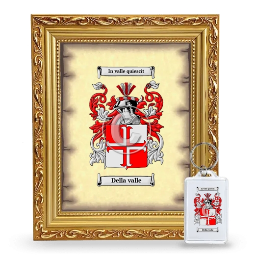 Della valle Framed Coat of Arms and Keychain - Gold